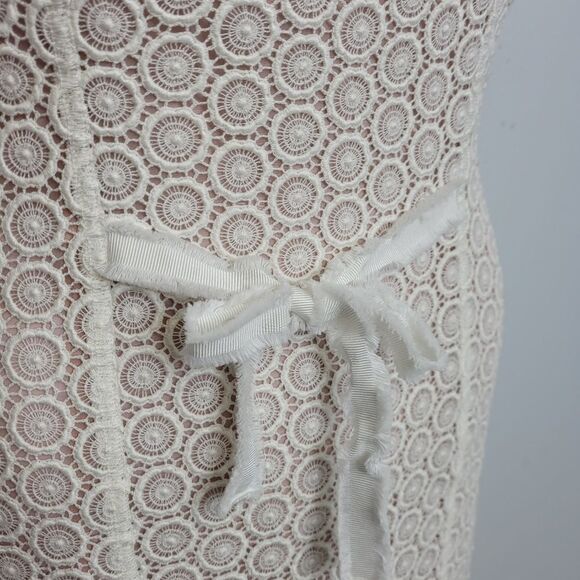 MOSCHINO dress white eyelet lace‎ sleeveless bodycon midi 8 - Picture 4 of 16